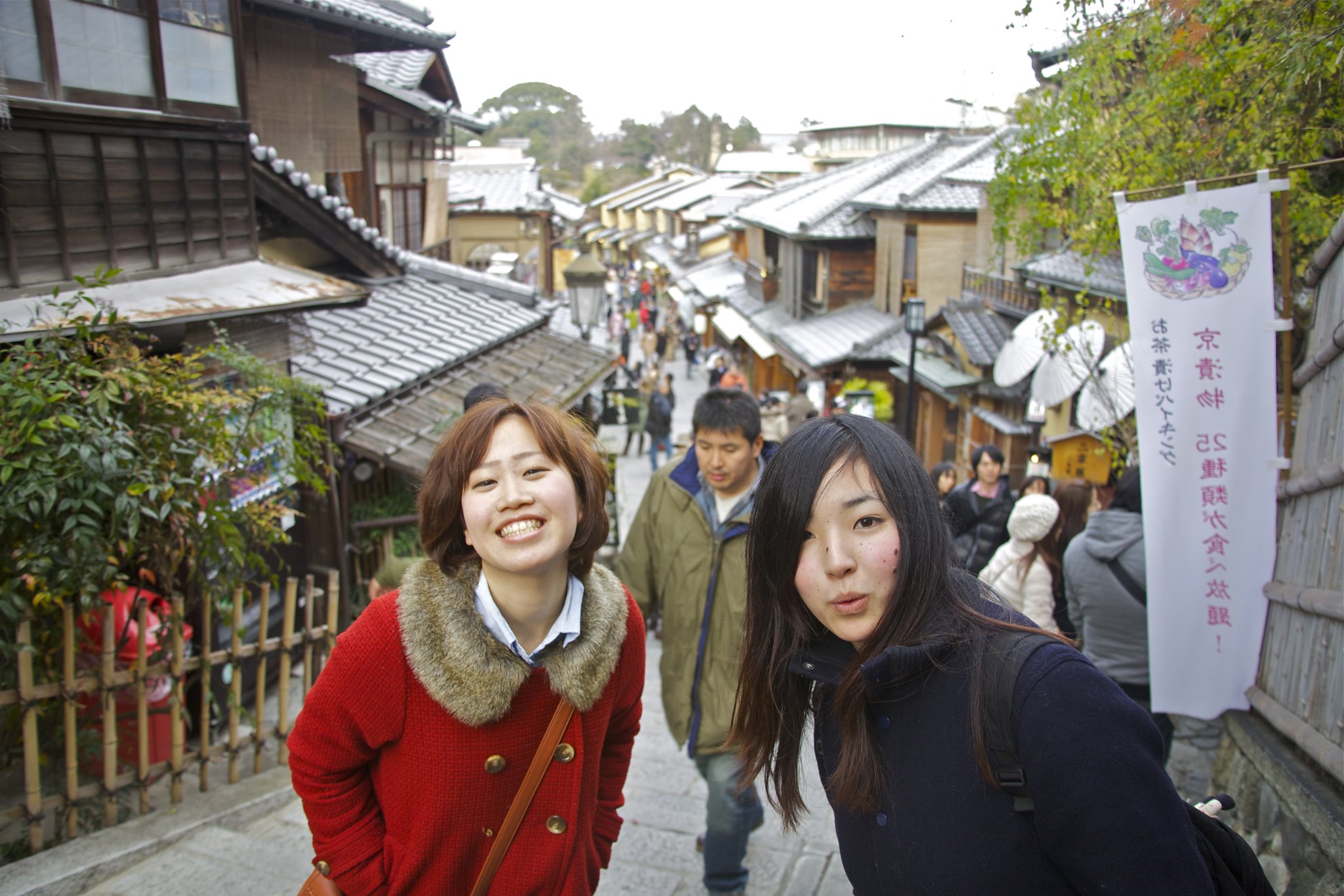 Walking down a narrow street afterward.